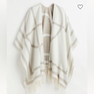 Reversible Fringe-Trimmed Poncho
